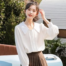 위위브렌 여성 루즈핏 긴팔 빅카라 셔츠 블라우스