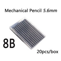 기계식 연필 리필 5.6mm 2B/8B 흑연 리드 자동 아티스트 스케치 드로잉 작업 20 개/상자, 02 8B