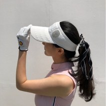 까스텔바작 여성 골프 쉬폰 리본 썬캡 챙넓은 레터링 자수 썬바이저 CW702, CW702 썬캡 블랙