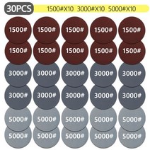 헤드라이트 복원 자동차 유리복원 수리 키트 연마 디스크 왁싱 스폰지 샌딩 패드 사포 포함 디테일링 3 인치 75mm, 30PCS 1500-3000-5000, CHINA