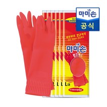 [마미손] 마미손 고무장갑 빨강밴드5개(대형), 5개