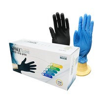 케어맨 니트릴 글러브 장갑 100 PCS 검정 파랑 코젠더스 고무장갑 라텍스 실험 식당, 검정 M, 검정 M