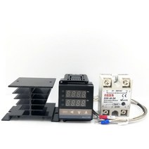 REX SSR K 릴레이 최대 디지털 C100 프로브 출력 열전대 40a 0 온도 PID 1300C 컨트롤러 조절기 방열판, 06=2pcsheatsink, 1개