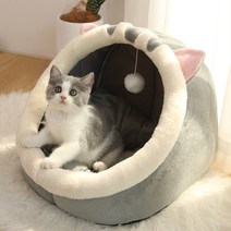 새로운 애완 동물 제품 귀여운 집 고양이 바구니 용품 접는 매트 동굴 수면 침대 액세서리 필러 카펫 배변, 02 GRAY_02 M 40x40x32cm