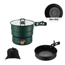 110v220v 전기 요리 냄비 접이식 냄비 휴대용 multicooker 분할 유형 밥솥 전기 프라이팬 홈 여행 1.6l, gr 비 스틱, 영국