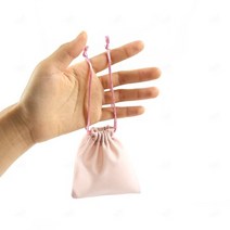 손잡이 융 스웨이드 생리대 가방 파우치백 핸드폰 사각 주머니 분홍 13cm X 18cm