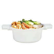 깁 알루미늄 합금 눌어붙음 방지 항균 밀크팟 일반편수냄비, 화이트, 18cm