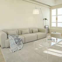 모아이 페블 모듈형 이지클린 아쿠아패브릭 4인 소파(착불), 라이트그레이