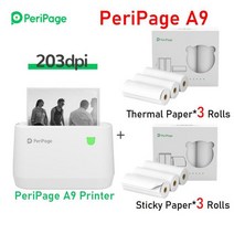 핸드폰사진출력기 즉석인화기 스티커 미니프린터 원래 PeriPage A9 Pro BT 휴대용 열 포켓 프린터 304 인, 02 A9 set A