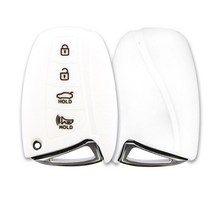 카포카 구형 에쿠스 현대 4버튼 실리콘 스마트키케이스 키홀더 키링, 화이트