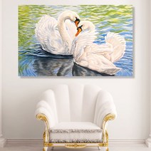 사랑이 싹트는 백조커플 풍경 와이드 액자 50호(117x74cm)