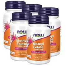 나우푸드 활성 엽산 1000 mcg 90정 NOW Methyl Folate, 5팩