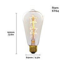 에디슨 전구 E27 레트로 전구 220V 40W ST64 A19 T45 G80 G95 G125 백열 필라멘트, ST64 star 220V_e27