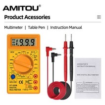 측량기 측정기AMITOU-DT830B 디지털 멀티 미터 AC/DC LCD 미니 전압계 전류계 옴 테스터 750/1000V 프로브, 02 YELLOW