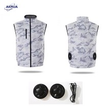 AKRUA 선풍기조끼 여름 현장 아이스 에어컨옷 작업복 아이스 선풍기옷, 화이트XL
