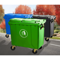 산업용 쓰레기통 공장 대형 분리수거 아파트 펜션 옥외 초대형 야외 대용량 빌라 100L 120L 200L 240L, 뚜껑없음(그린)