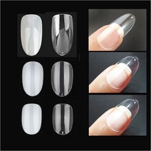 네일팁 인조손톱 아트 작업팁 사이즈 모양, 50개입, 오발팁-투명4호