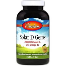 칼슨랩 솔라D 젬스 비타민D3(2000IU) + 오메가3 천연레몬향 소프트젤 360 정