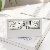 제이와이홀딩스 탁상용 투명 LCD 시계 날짜 온도 습도 알람