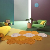 평상마루 브로몰딩접이식테이블 야외평상 북유럽 오렌지 줄무늬 불규칙한 깔개 거실 현대 럭셔리 카펫 침실 대형 홈 장식 응접실 바닥 매트