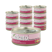 카카토 전연령용 컴플리멘타리 프리미엄 고양이 주식캔 참치 & 새우, 70g × 생선 × 12개