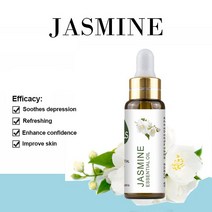 퓨어 천연 라벤더 에센셜 오일 디퓨저 10ml 유칼립투스 레몬 자스민 민트 제라늄 로즈 티 트리 아로마, [01] 10ml, [07] Jasmine Oil