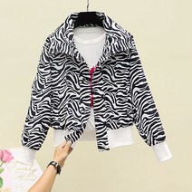 호피가디건 코트 여성 트숏자켓 봄가을 계절 와이드 루즈핏 패치워크 야구복 상의 트렌드 2465475645