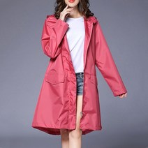 에버유어스 여성 후드 레인코트 허리 스트링 운동 등산 비옷 패션 골프비옷 다크 핑크, 2XL