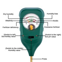 토양수분측정기 식물 ph 습도계 프로브 실험용 급수 시험기 분석기 감지기 측정 도구, 녹색, 1.green
