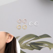 단미샵 미니 원터치 심플 링 귀걸이(16K도금)