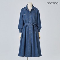 [세마] 벨트핏플레어버튼데님원피스_H2F1OP3171