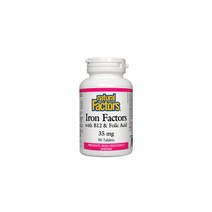 [내추럴팩터스] 철분 35mg 비타민B12 엽산 함유 90정 (Natural Factors Iron Factors with B12 & Folic Acid)