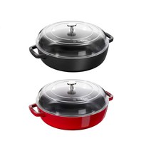 STAUB 시스테라 돔형 유리뚜껑 전골냄비 28cm, 레드