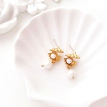 [천삼백케이] [우아한 공방] 진주 품은 조개 이어링(핵진주&실버침)