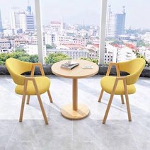 남쪽나무 고급 호텔 카페 커피 티테이블 의자 세트 2인, 원형(60cm)+의자*2, 5:노란색(패브릭)