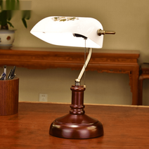 뱅커스램프 뱅커 뱅크 스탠드 램프 빈티지 조명 레트로 테이블 공부조명, 풀스위치, 빈티지 밀크티커버 B형