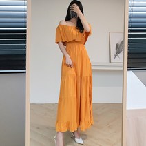 미틈 프릴 오프숄더롱원피스 바캉스룩 휴양지 여행 여름 휴가
