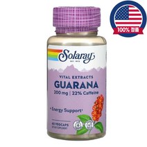 솔라레이 과라나 추출물 구아라나 200mg Guarana 60식물성캡슐, 200mg 60식물성캡슐