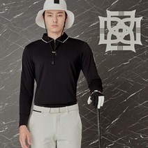 [21FW 닥스 골프 남성]블랙 로고 원포인트 반집업 티셔츠-DGTS1D714BK