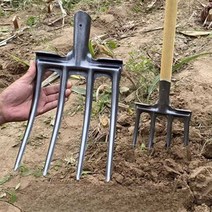 로타리삽 고구마 괭이 농기구 삼지창 마늘 감자 농사, T자형나무손잡이가있는고급스틸포크, 1개