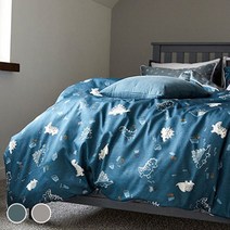 [키즈돔] [침대] 아기공룡 샤틴 차렵이불+베개커버 2colors