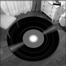 아기방러그 원형 모던하우스 러그 레코드 음악 CD 패턴 카펫 레트로 라운드 바닥 매트 거실 침실 장식 레저 모드