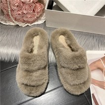 털신발 웨지 솜털 홈 슬리퍼 여성 2022 새로운 겨울 모피 슬리퍼 하이힐 따뜻한 모피