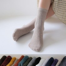 유어삭스 여성용 쫀쫀한 양말 하프 골지 무지 여자 긴목 양말