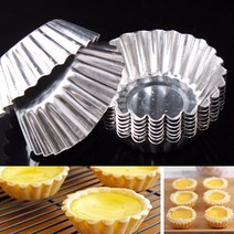 베이킹도구 다이소유산지 갈레트브루통틀 10 개/대 계란 타트 금형 Nonstick 알루미늄 합금 재사용 컵 케이크 Tartlets 팬 베이킹 도구 주방 액세서리, 단일옵션