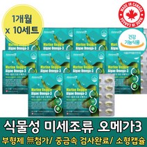 DHA 식물성 100% 미세 해 조류 오메가 3 만 함유 항상패 임신 준비 중 부 용 오매가 3 미니 스리 쓰리 산모 목넘김쉬운 해 작은 소형 캡슐 개별 포장 비타민 E D 대용량, 30캡슐 x 10개 (10개월)