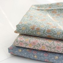 소잉홀릭 대폭 60수아사 캘리플라워 3컬러 / 꽃무늬천원단, 민트