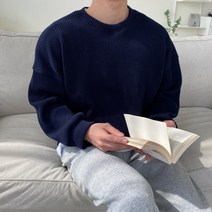 제인드 라운드 맨투맨 남자 세미 오버핏 스웨터