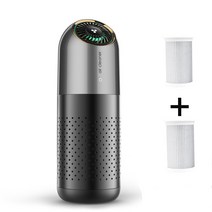 MountainWter 자동차 공기청정기 + 필터 2p 공기질 자동 감지 + 무드등 알림, 블랙