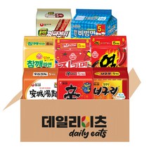 [데일리이츠] 봉지라면 멀티팩 혼합 8종 (신라면 + 짜파게티 + 너구리 + 안성탕면 + 진라면 매운 + 참깨라면 + 열라면 + 팔도비빔면), 1세트